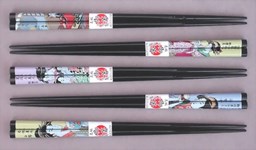 Zeige Details für 5 Paar Eßstäbchen "Ukiyo-E", schwarz Bild von 5 Paar Eßstäbchen "Ukiyo-E", schwarz