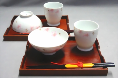 Bild von Reisbowlset >Hanazakura> mit Tablett, 10 tlg