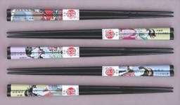 Bild von 5 Paar Eßstäbchen "Ukiyo-E", schwarz