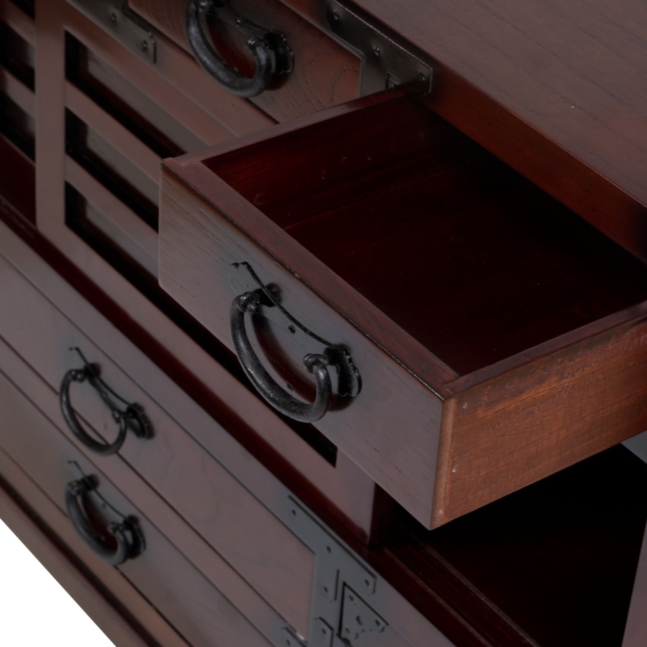 Kommode mit Schubkästen und Schiebetüren dunkel-Japanshop, japanische