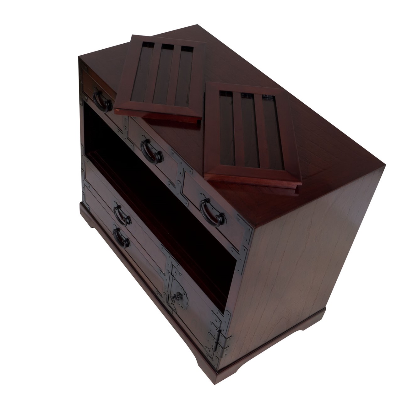 Kommode mit Schubkästen und Schiebetüren dunkel-Japanshop, japanische